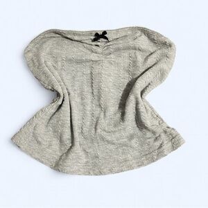 Gray Knit Tube Top with Bow Accent